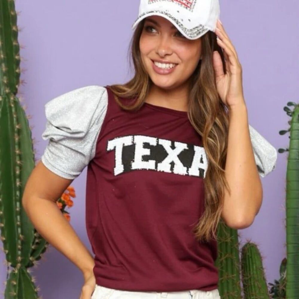 Fantastic Fawn Texas A&M T-Shirt with Puff Sleeves Game Day size Small College